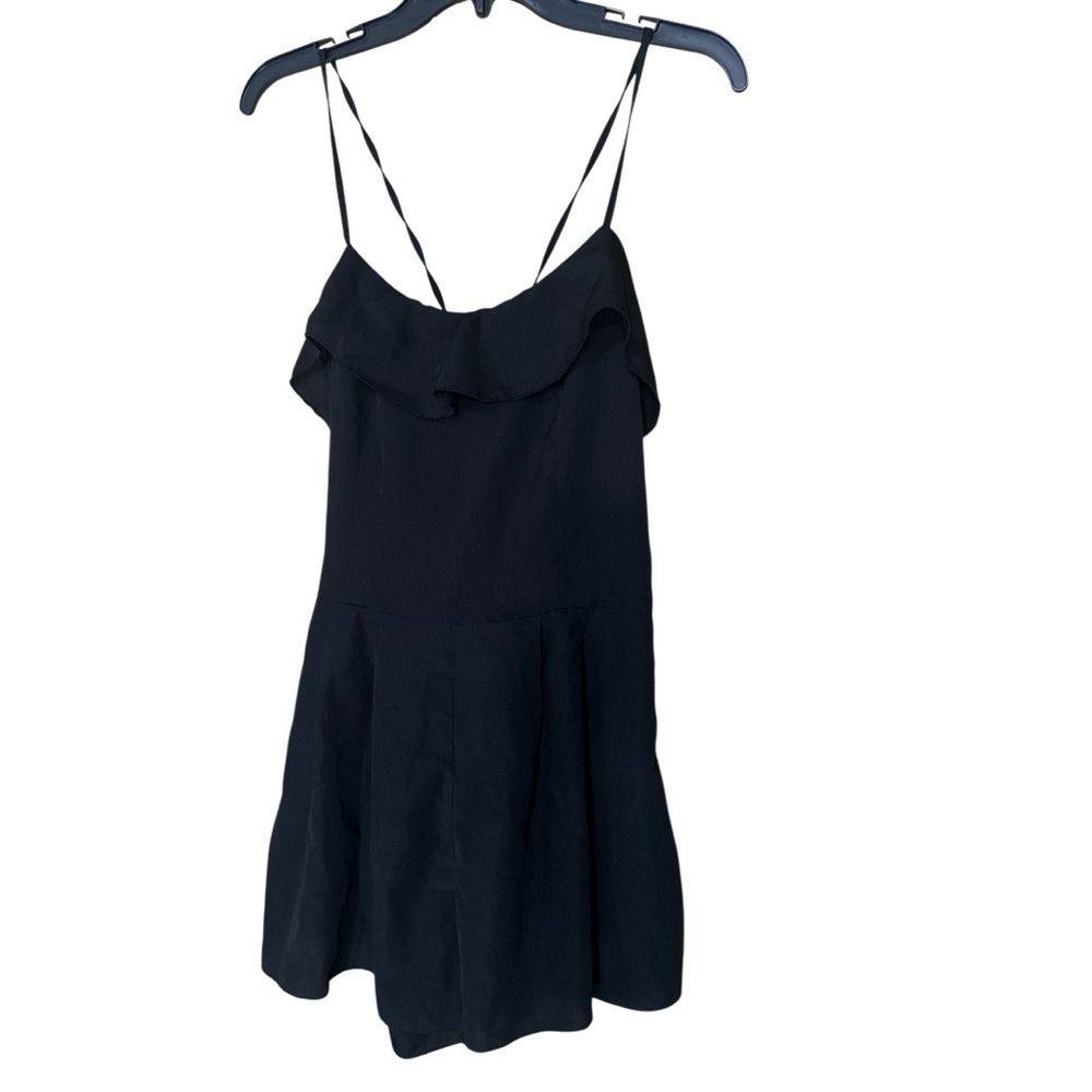 Toxik3 Y2K Black Ruffled Jumpsuit Shorts Romper - Size M